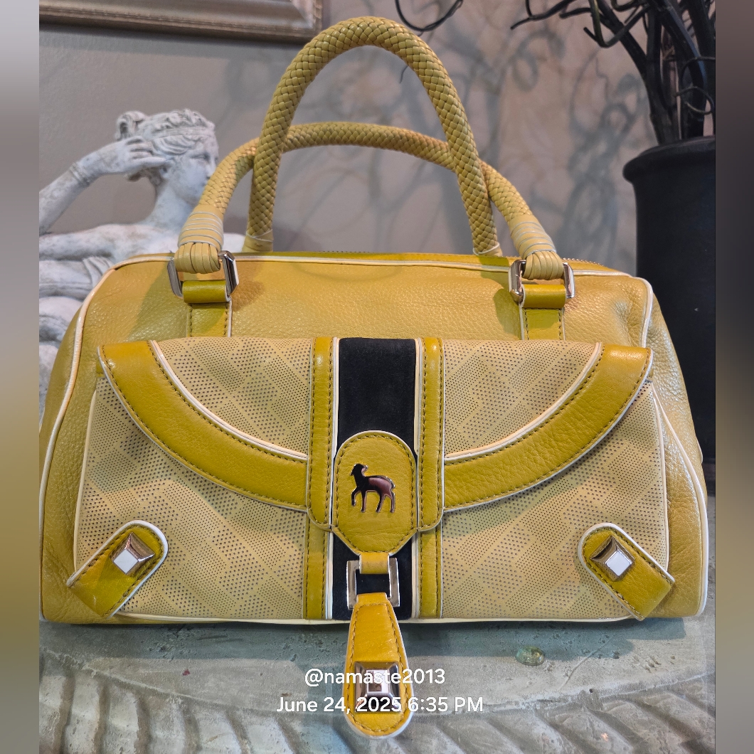 L.A.M.B. Gwen Stefani Leather Satchel Lotus Designer Luxury Celebrity #145